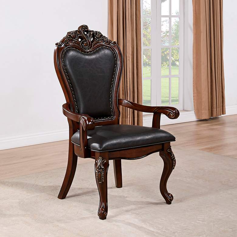 Image 5 Divino Cherry Faux Leather Arm Chairs Set of 2 more views