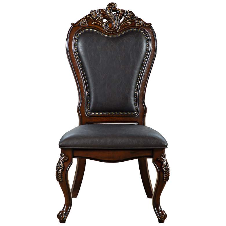Image 2 Divino Cherry Faux Leather Side Chairs Set of 2 more views