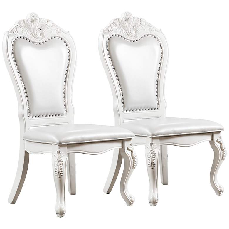 Image 1 Divino White Faux Leather Side Chairs Set of 2