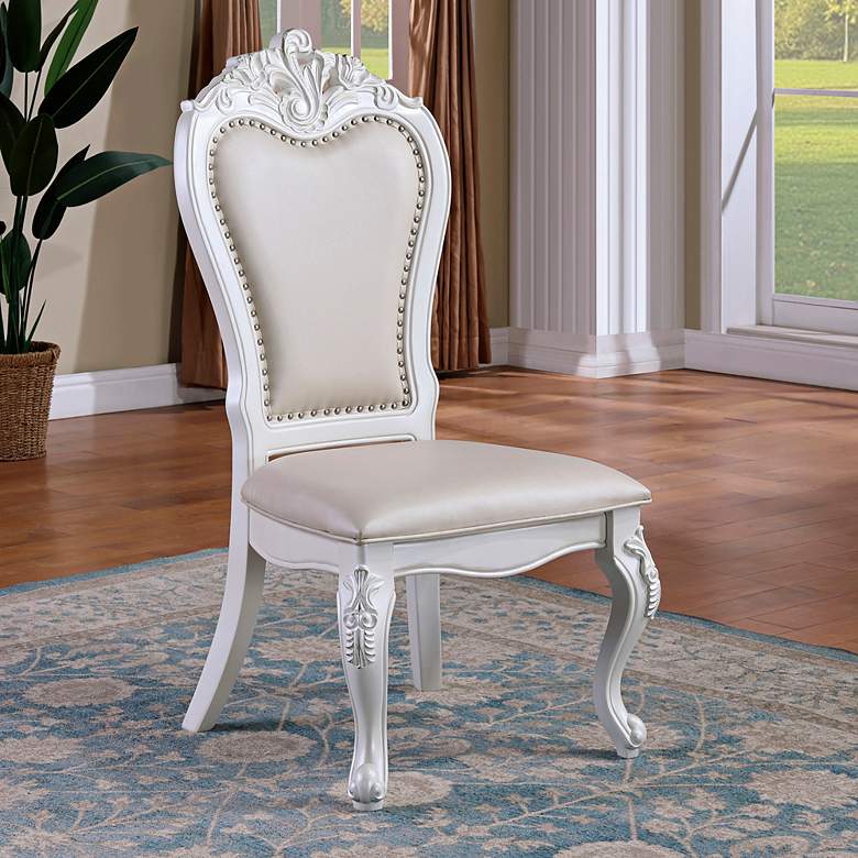 Image 5 Divino White Faux Leather Side Chairs Set of 2 more views