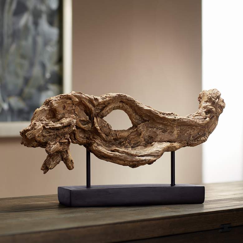 Image 1 Dixie 17 1/2" Wide Replica Modern Driftwood Sculpture