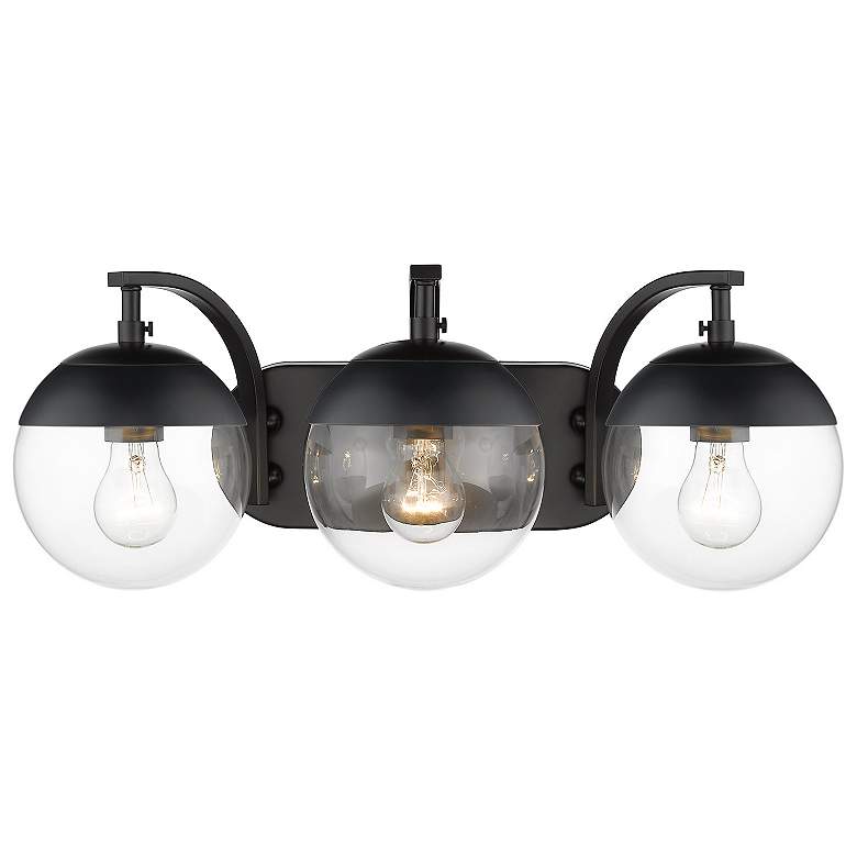 Image 1 Dixon 21" Wide Matte Black 3-Light Bath Light with Clear Glass