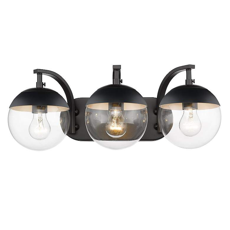 Image 2 Dixon 21" Wide Matte Black 3-Light Bath Light with Clear Glass more views