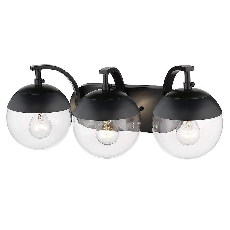 Image 3 Dixon 21" Wide Matte Black 3-Light Bath Light with Clear Glass more views