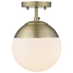 Dixon 7 1/2" Wide 1-Light Semi-Flush in Aged Brass with Opal