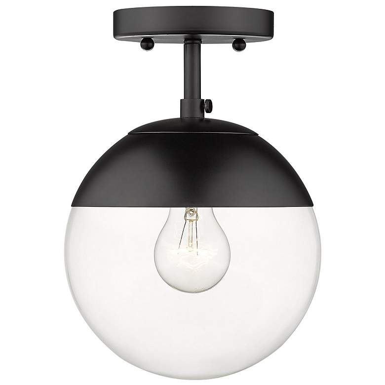 Image 1 Dixon 7 1/2" Wide Matte Black 1-Light Semi-Flush With Clear Glass