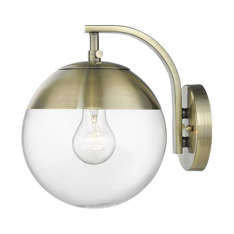 Image 1 Dixon 7 3/4" Wide Aged Brass 1-Light Wall Sconce with Clear Glass