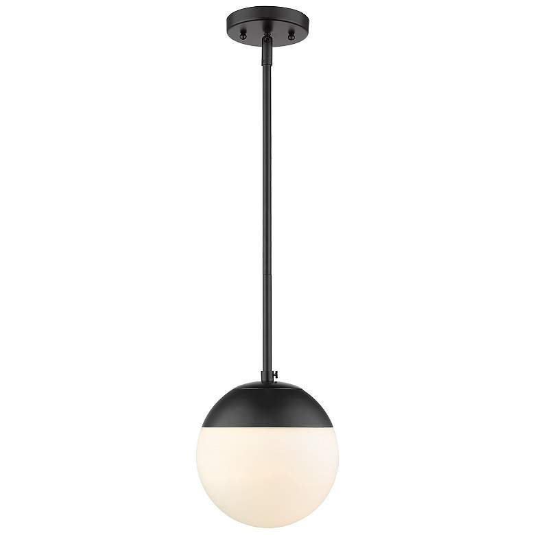 Image 1 Dixon 7 3/4 inch Wide Matte Black 1-Light Mini Pendant with Opal Glass