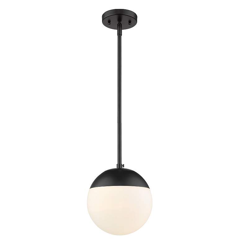 Image 2 Dixon 7 3/4" Wide Matte Black 1-Light Mini Pendant with Opal Glass more views