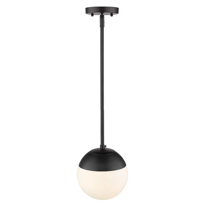 Image 3 Dixon 7 3/4" Wide Matte Black 1-Light Mini Pendant with Opal Glass more views