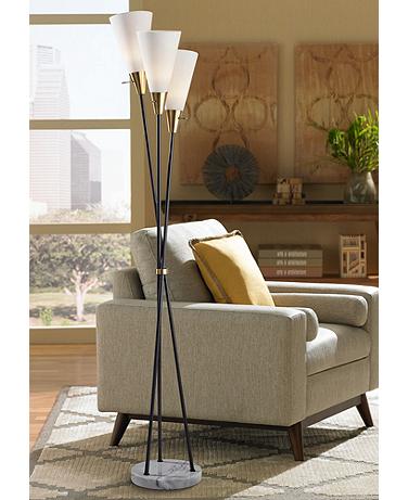 Dixon Black Metal 3-Light Torchiere Floor Lamp