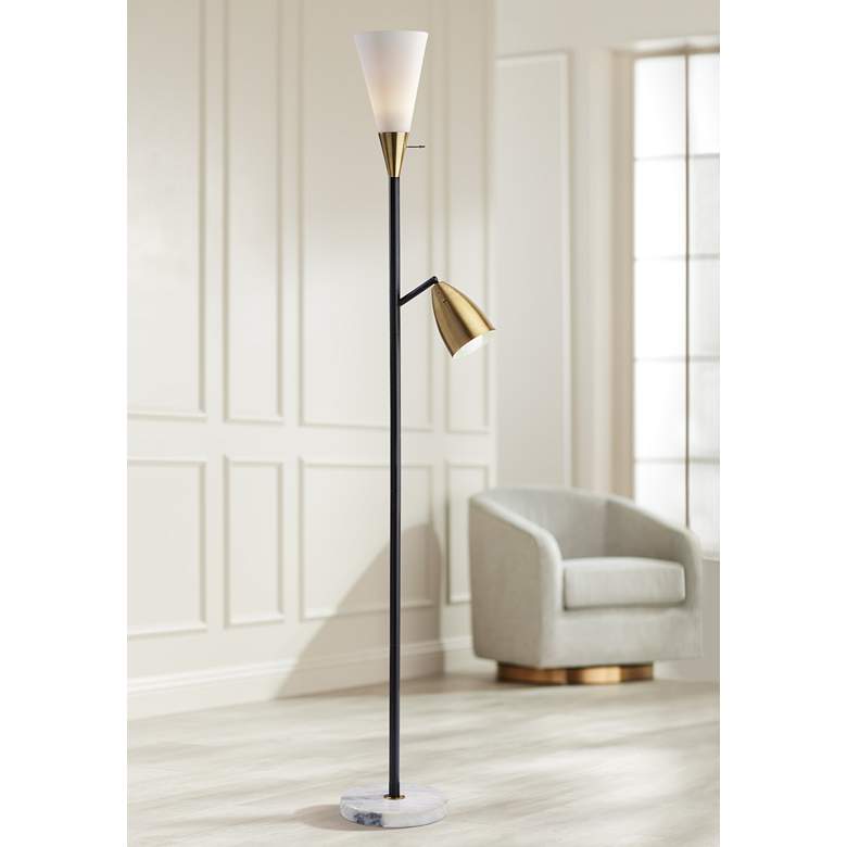 Image 1 Dixon Black Metal Torchiere Floor Lamp