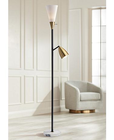 Dixon Black Metal Torchiere Floor Lamp