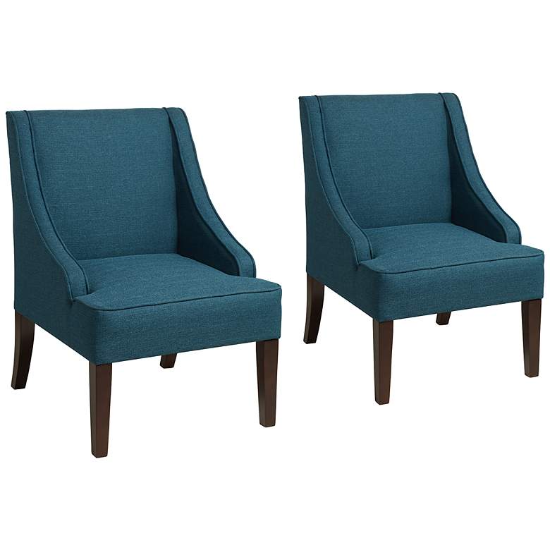 Image 1 Dixon Blue Fabric Swoop Armchairs Set of 2