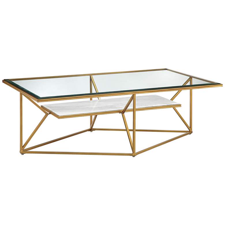 Image 1 Dixon Gold Leaf and White Marble Cocktail Table
