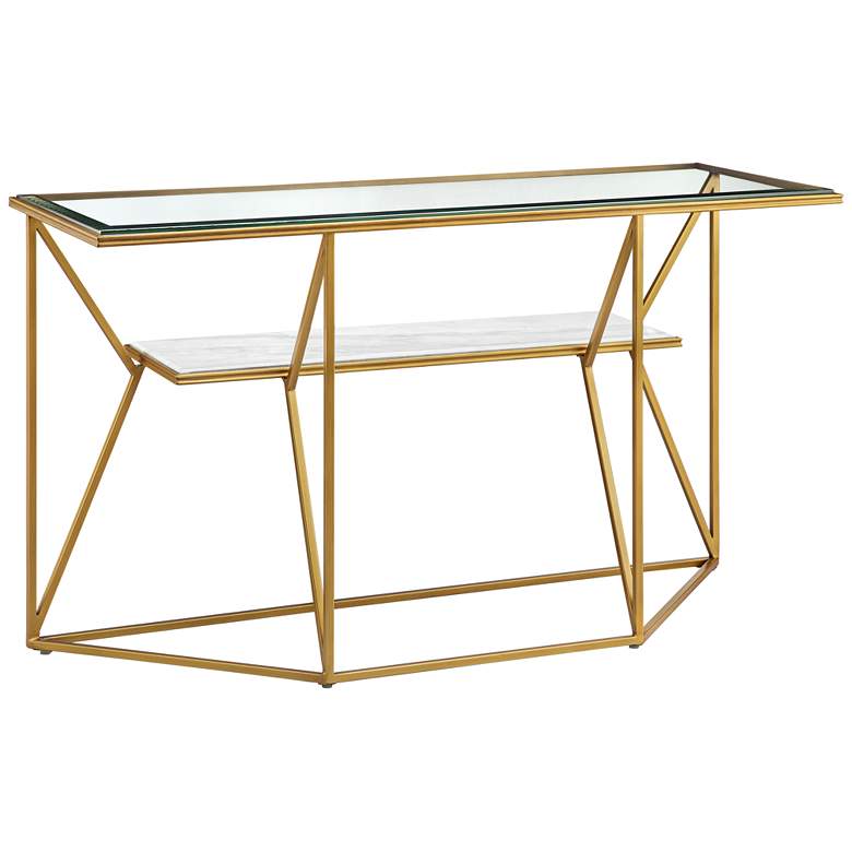 Image 1 Dixon Gold Leaf and White Marble Sofa Table