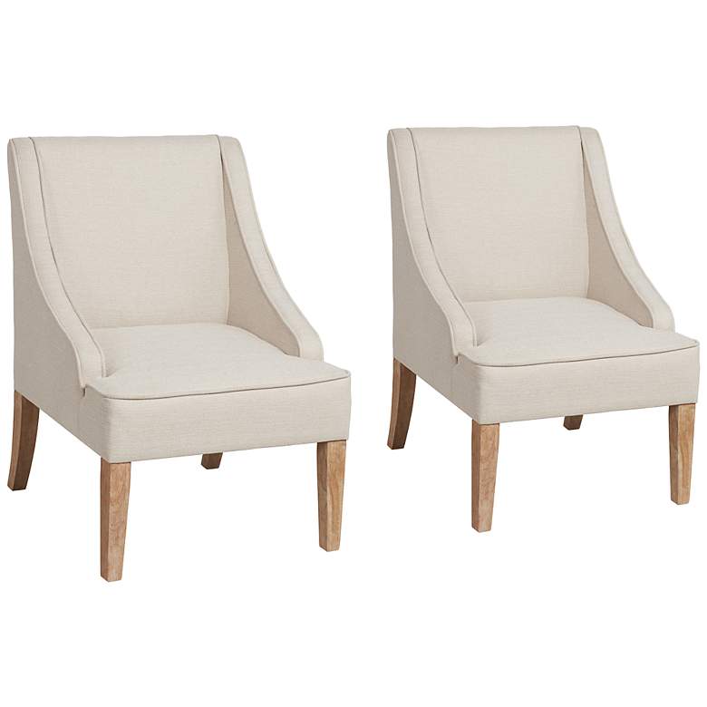 Image 2 Dixon Ivory Fabric Swoop Armchairs Set of 2