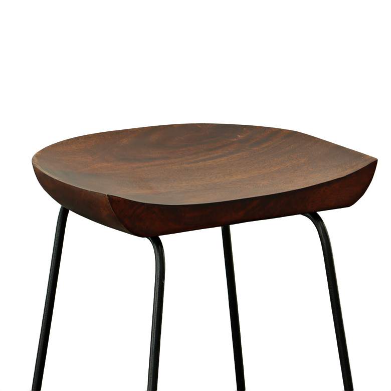 Image 2 Diya 24 1/2" Chestnut Wood Black Iron Counter Stool more views