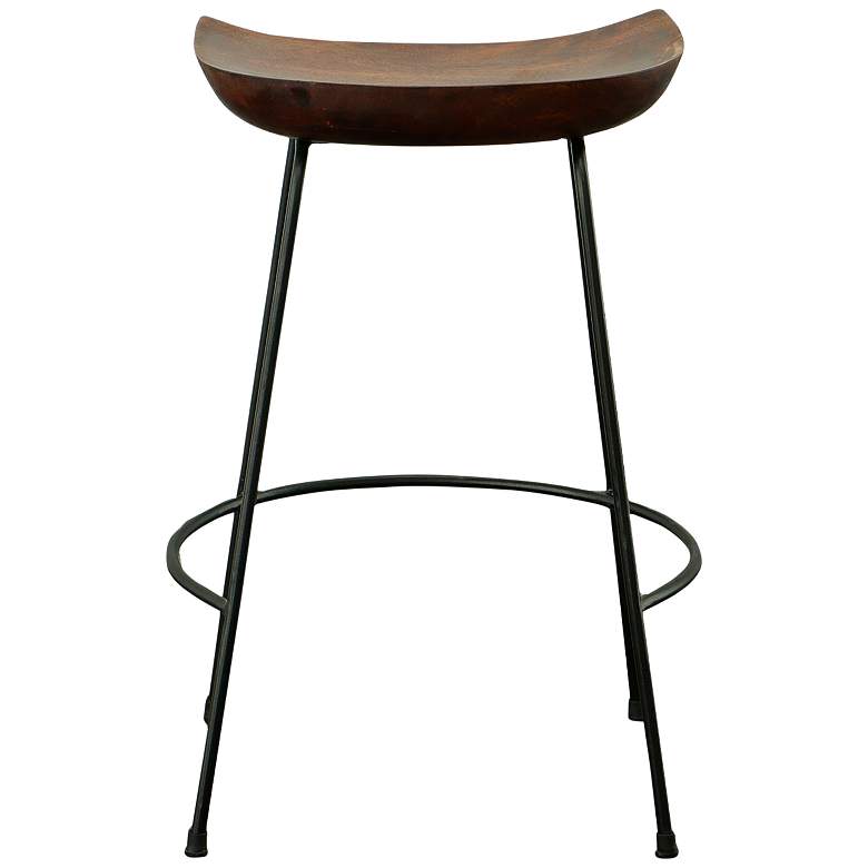 Image 3 Diya 24 1/2" Chestnut Wood Black Iron Counter Stool more views