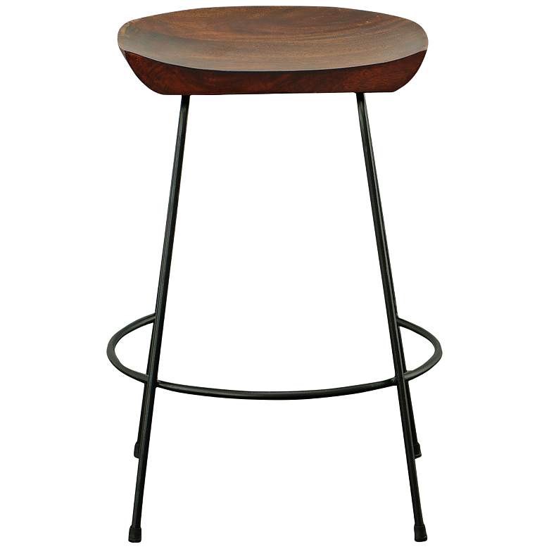 Image 4 Diya 24 1/2" Chestnut Wood Black Iron Counter Stool more views