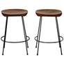 5_Diya 24 1/2" Chestnut Wood Black Iron Counter Stool more views