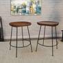 6_Diya 24 1/2" Chestnut Wood Black Iron Counter Stool more views