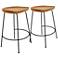 Diya 24 1/2" Natural Wood Black Iron Counter Stool