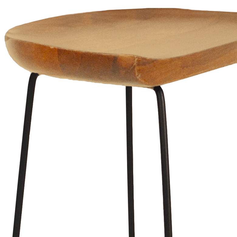 Image 3 Diya 24 1/2" Natural Wood Black Iron Counter Stool more views