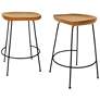 4_Diya 24 1/2" Natural Wood Black Iron Counter Stool more views