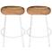 Diya 24 1/2" Natural Wood White Iron Counter Stool Set of 2