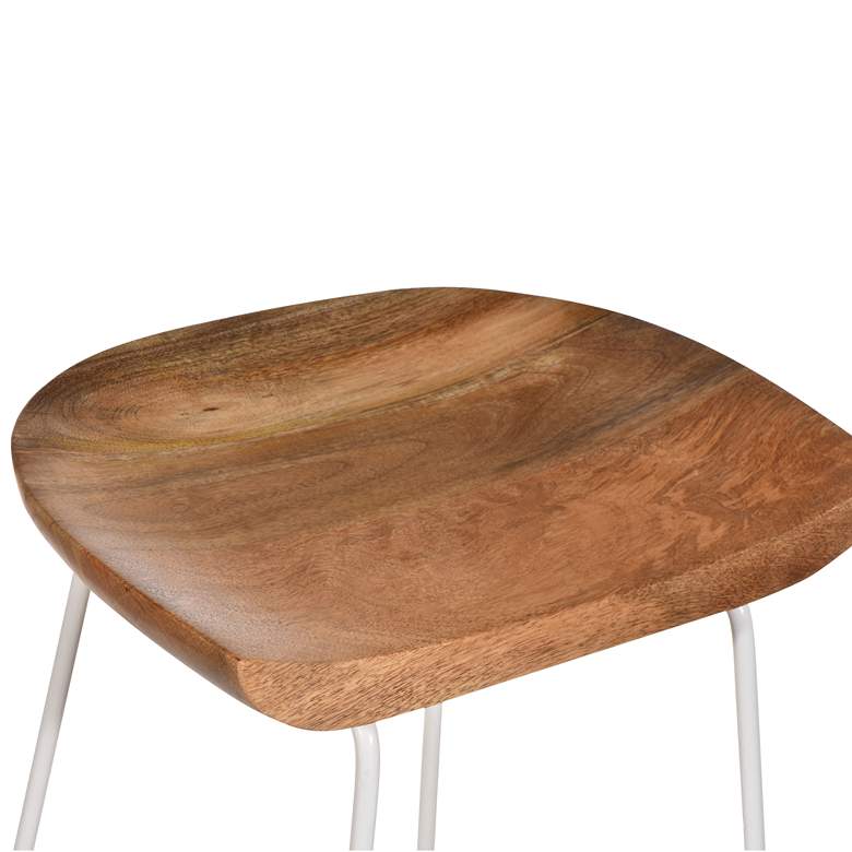 Image 3 Diya 24 1/2" Natural Wood White Iron Counter Stool Set of 2 more views