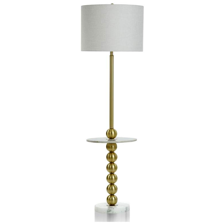 Image 1 Dobbins 64 inch High Brass Finished White Marble Base Floor Lamp