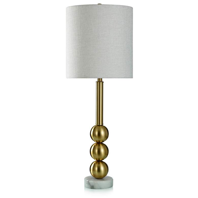 Image 1 Dobbins Table Lamp - Brass Finish With Marble Base - Hardback Shade