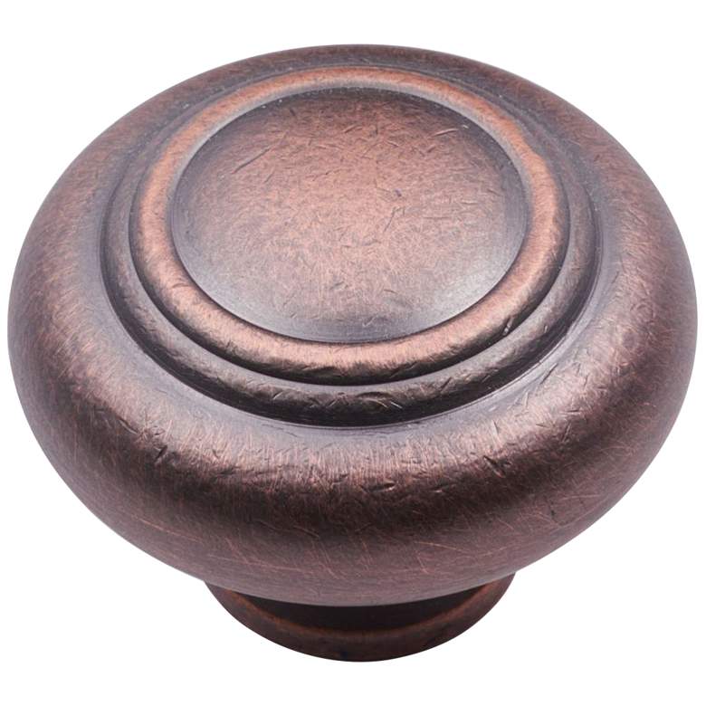 Image 1 Dobbler Distressed Copper 1 1/2"W Double Ringed Cabinet Knob