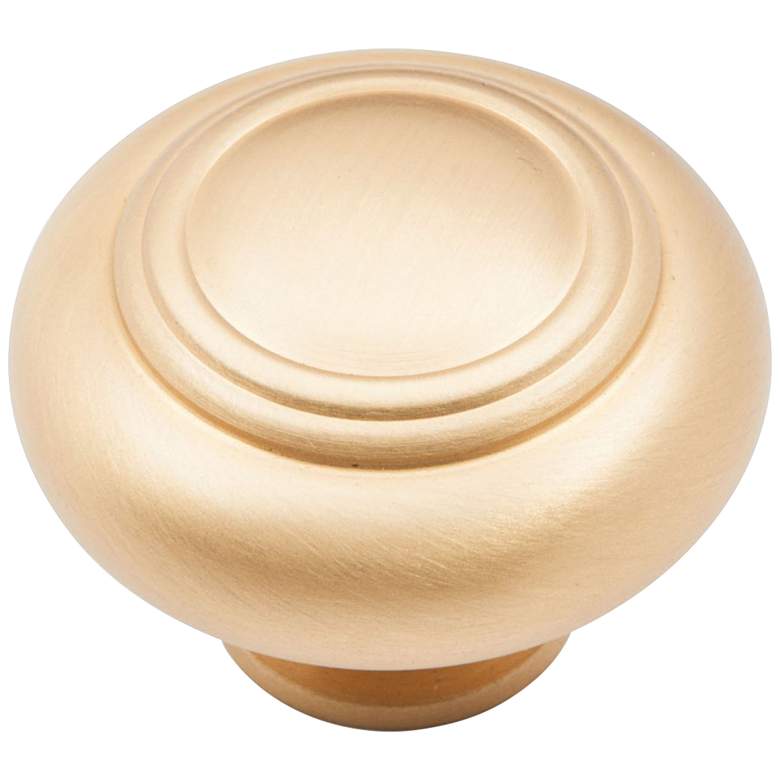 Image 1 Dobbler Satin Brass 1 1/2" Wide Double Ringed Cabinet Knob