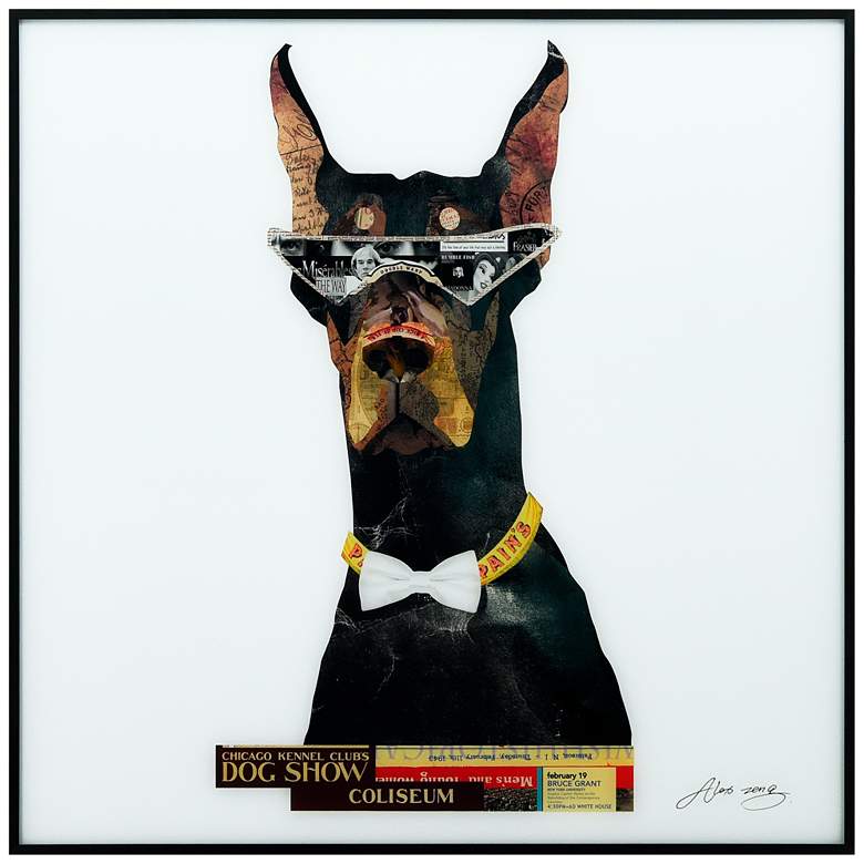 Image 2 Doberman Pinscher 24" Square Framed Printed Glass Wall Art