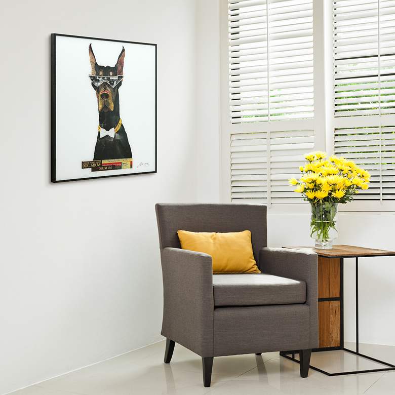 Image 5 Doberman Pinscher 24" Square Framed Printed Glass Wall Art more views