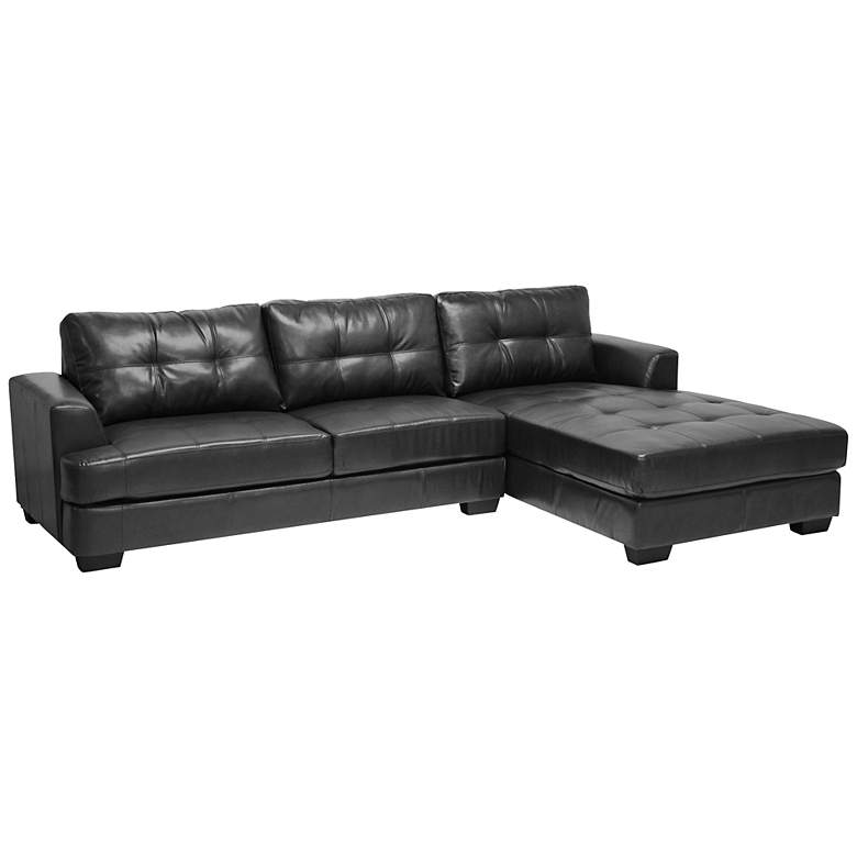 Image 1 Dobson 2-Piece Black Leather Sectional Sofa