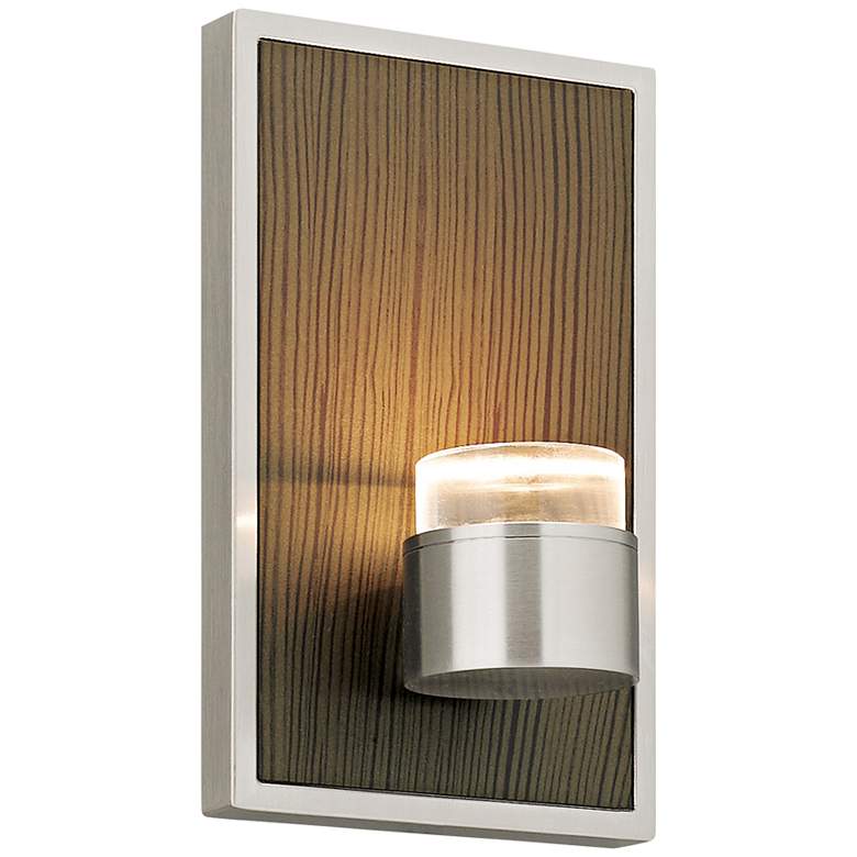 Image 1 Dobson 7 inchH Brown Chestnut and Satin Nickel LED Wall Sconce