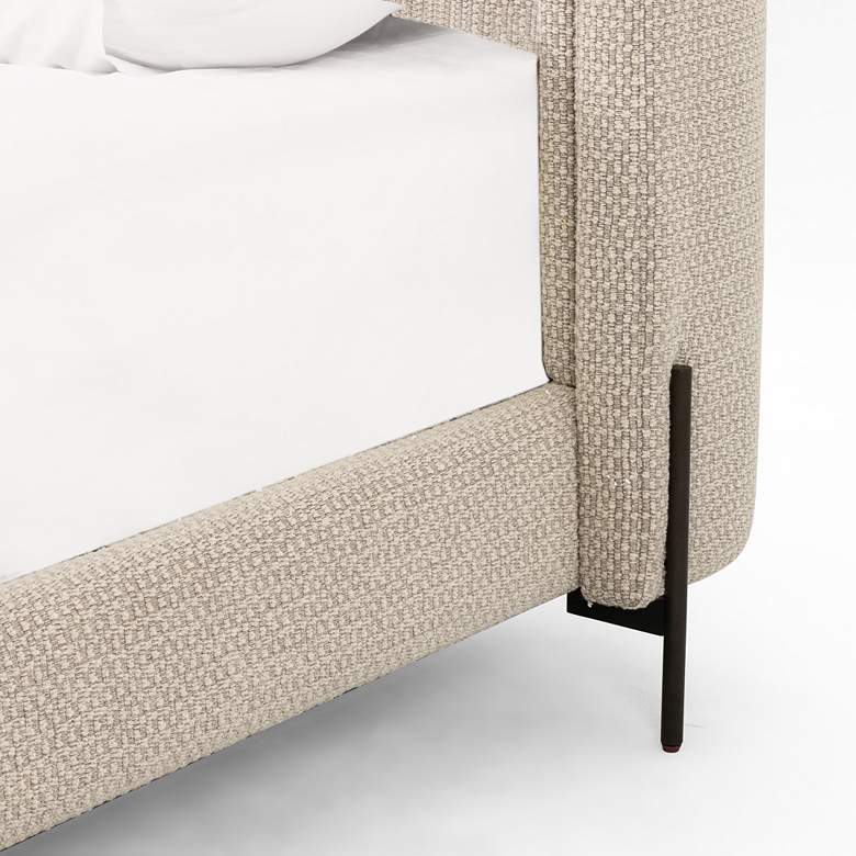 Image 4 Dobson Modern Oatmeal Fabric and Iron Queen Bed more views