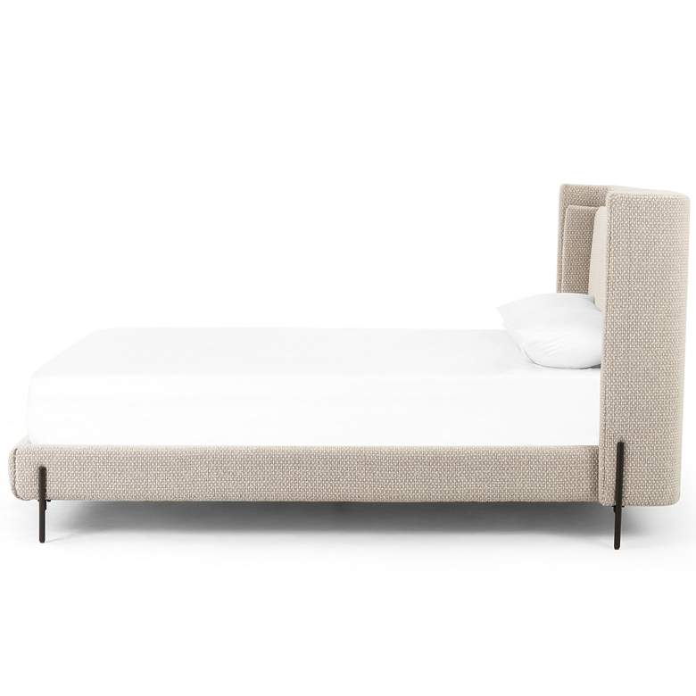 Image 7 Dobson Modern Oatmeal Fabric and Iron Queen Bed more views