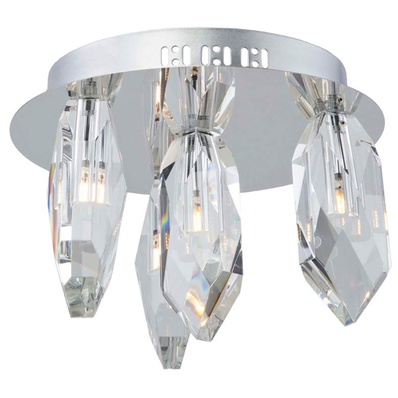 Image 1 Doccia 4-Light Chrome Metal and Crystal Flush Mount