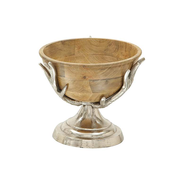 Image 1 Doe Aluminum Antler and Wood Decorative Bowl