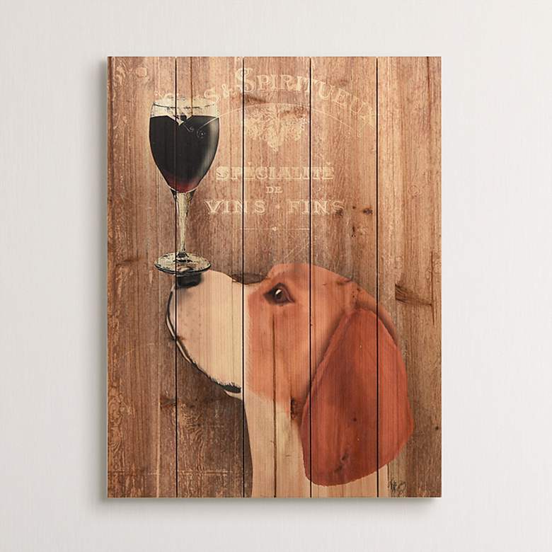Image 1 Dog Au Vin Beagle 24" High Giclee Print Solid Wood Wall Art