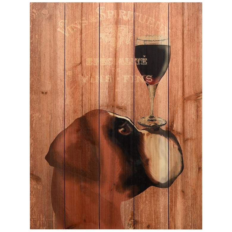 Image 2 Dog Au Vin Boxer 24" High Giclee Print Solid Wood Wall Art