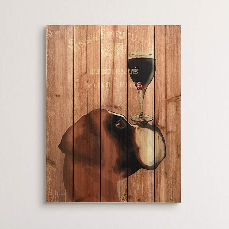 Image 1 Dog Au Vin Boxer 24" High Giclee Print Solid Wood Wall Art
