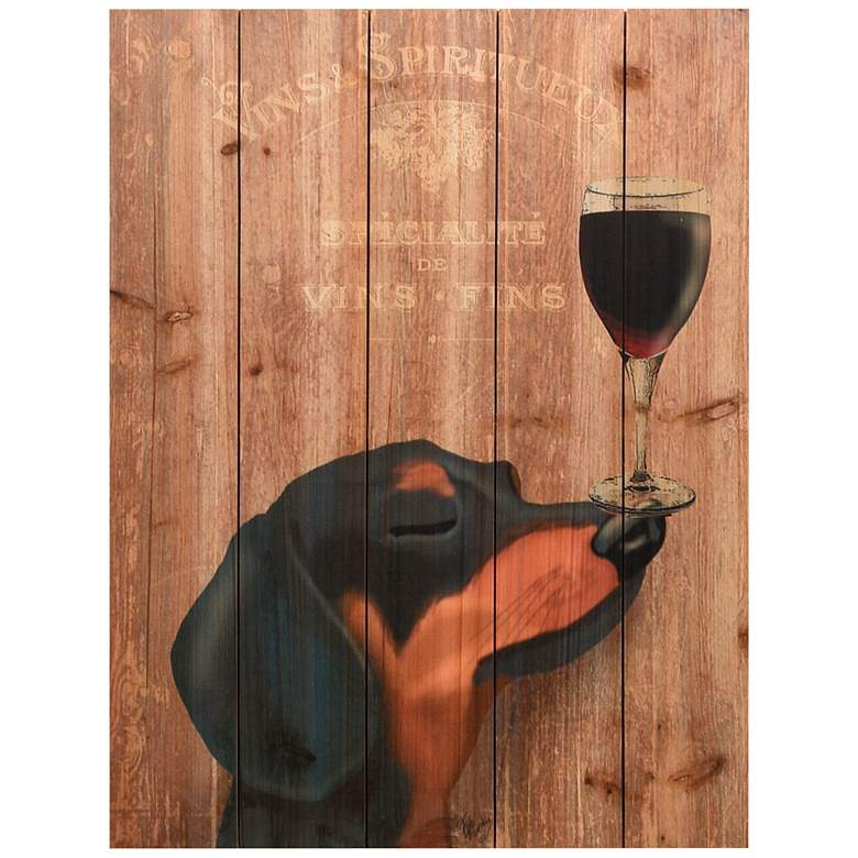 Image 2 Dog Au Vin Dachshund 24"H Giclee Print Solid Wood Wall Art