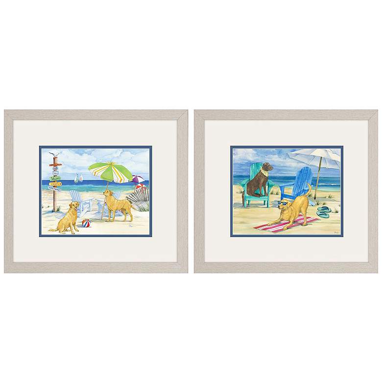 Image 1 Dog Beach Day Duo 16"W x 14"H Framed Art Set of 2