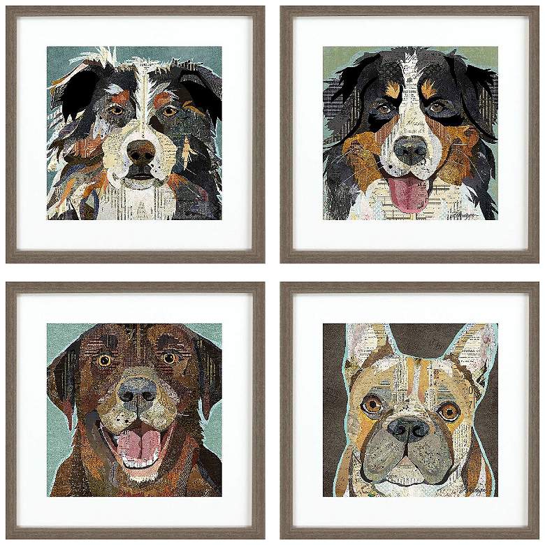 Image 1 Dog Collage I 21"W x 21"H Framed Art Set of 4