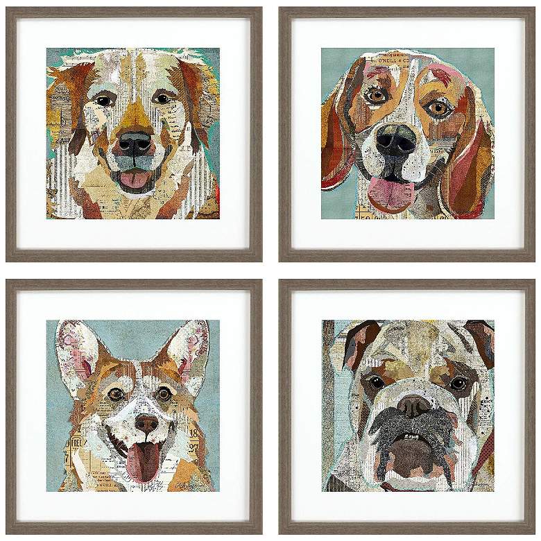 Image 1 Dog Collage II 21"W x 21"H Framed Art Set of 4